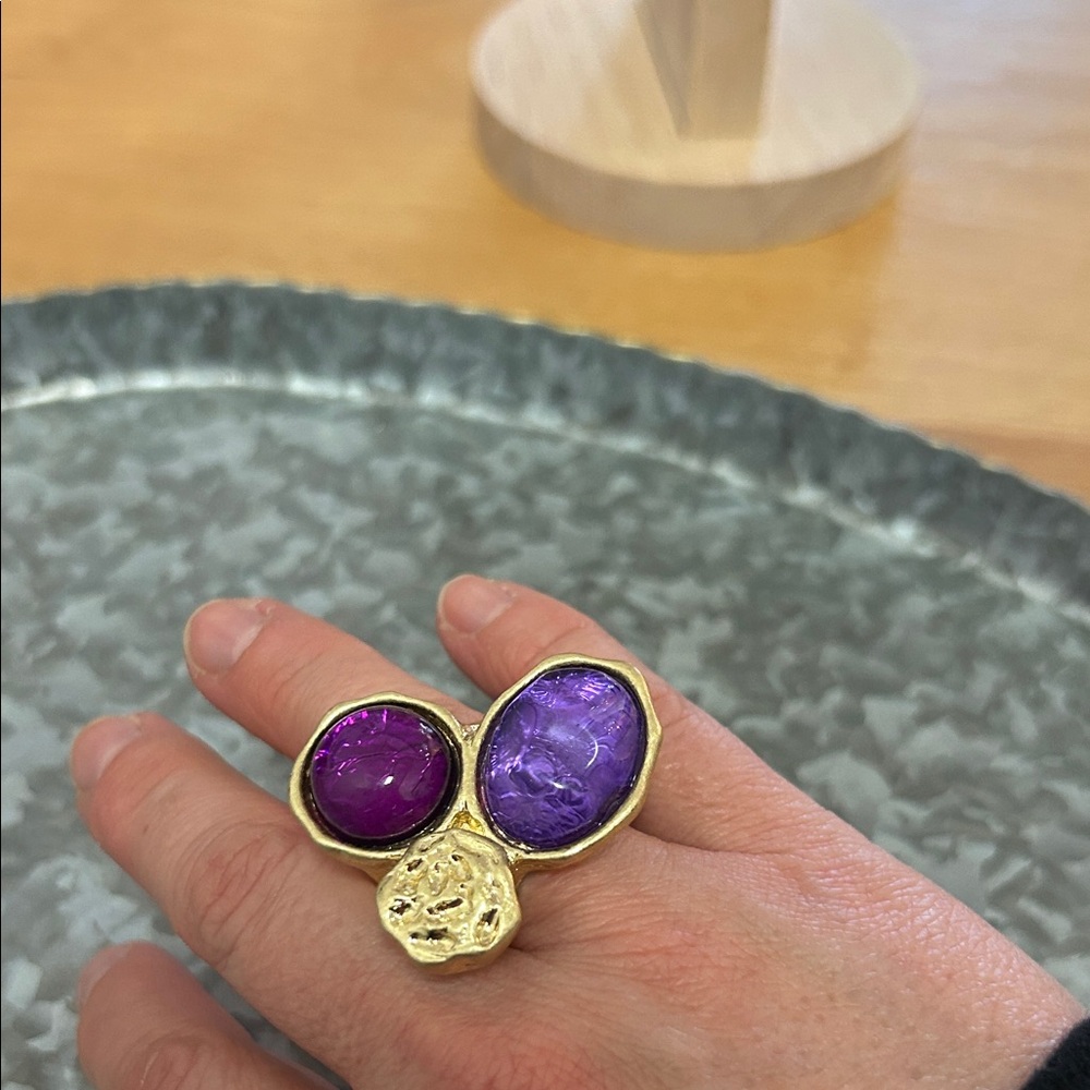 Gold and Purple Statement Ring